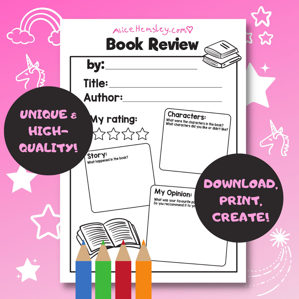 Book Review Kids Printable Sheet AliceHemsley book-review-kids-printable-sheet-alicehemsley