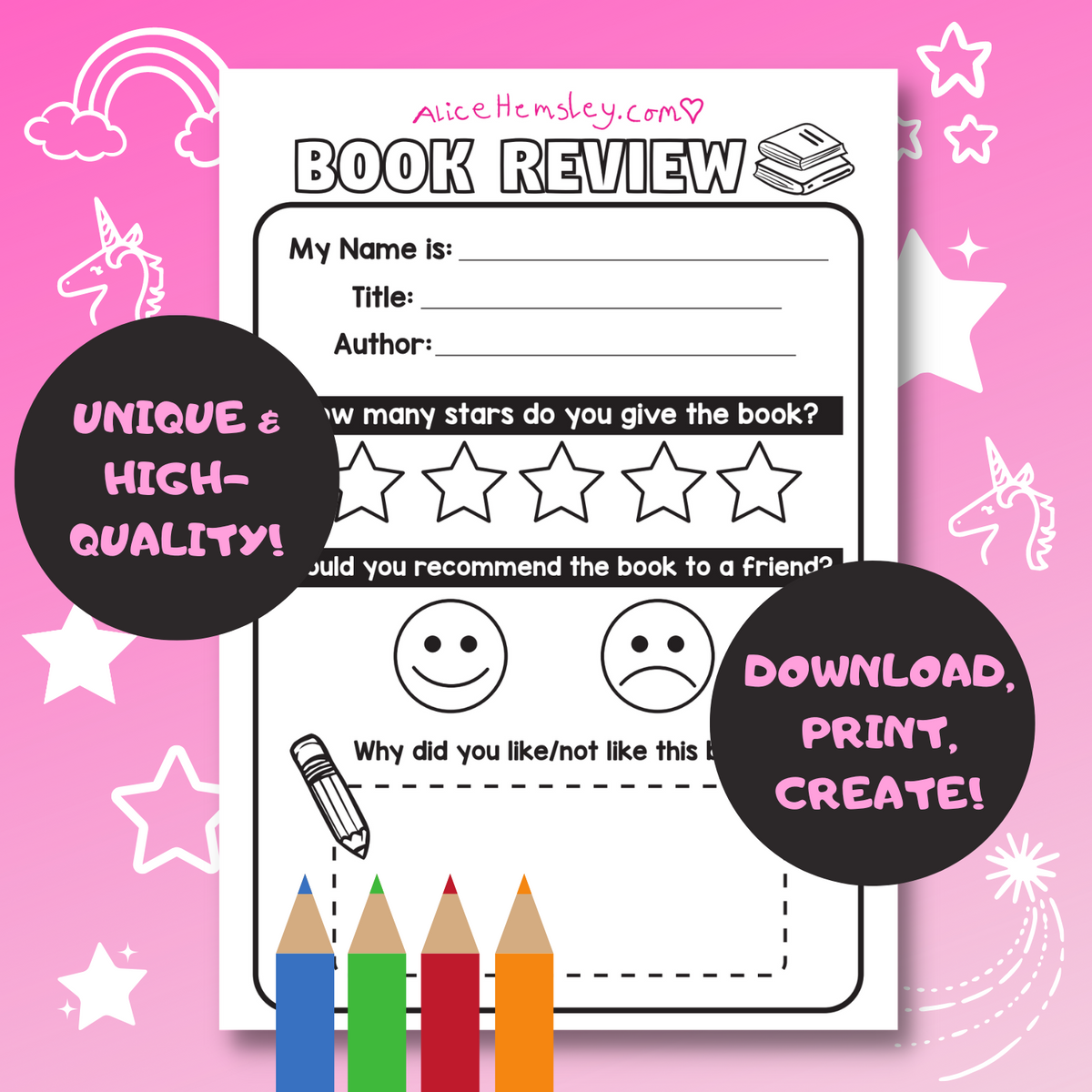 Book Review Kids Printable Sheet AliceHemsley book-review-kids-printable-sheet-alicehemsley