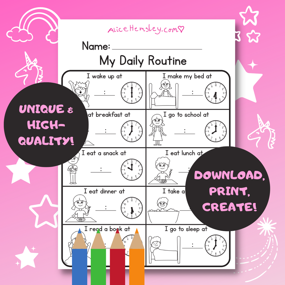 My Daily Routine Kids' Printable Sheet-1 – AliceHemsley.com